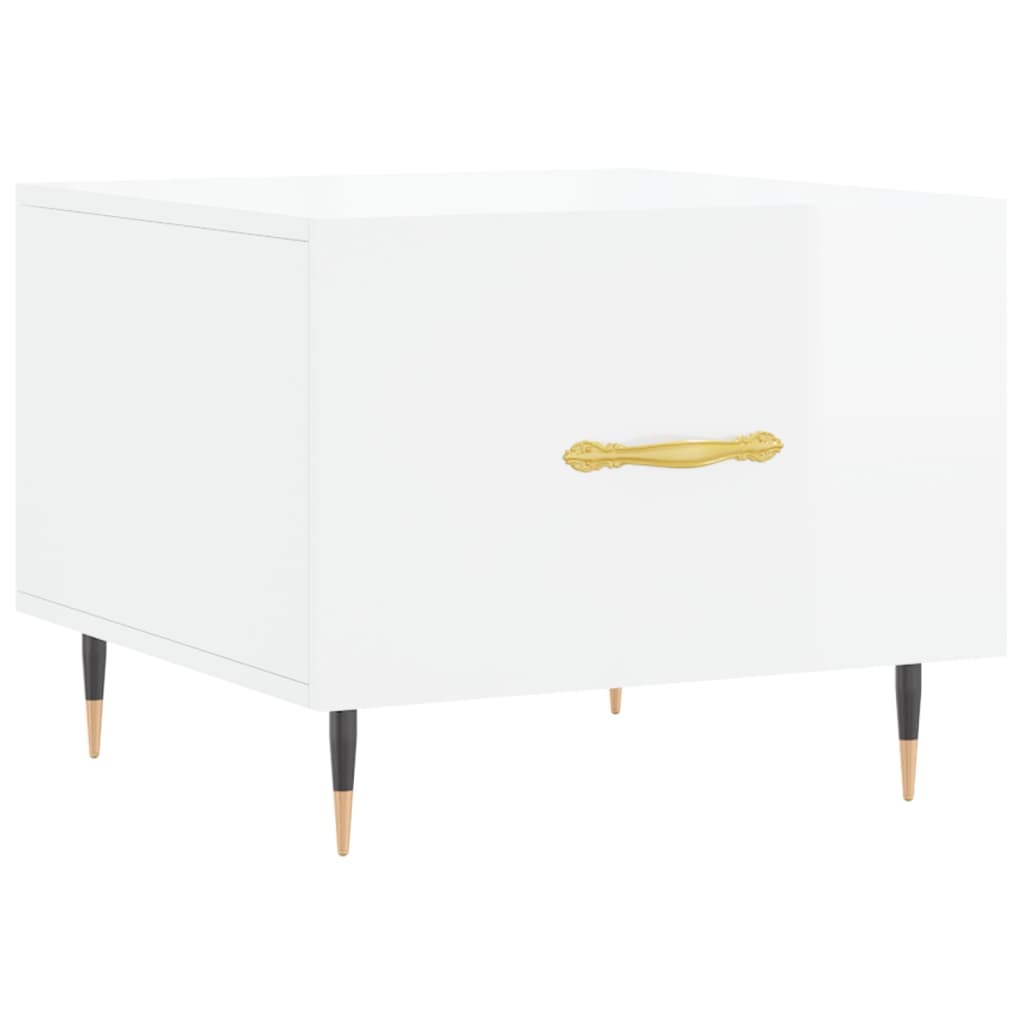 Sidebord Høyglans Hvit 2 stk 50x50x40 cm