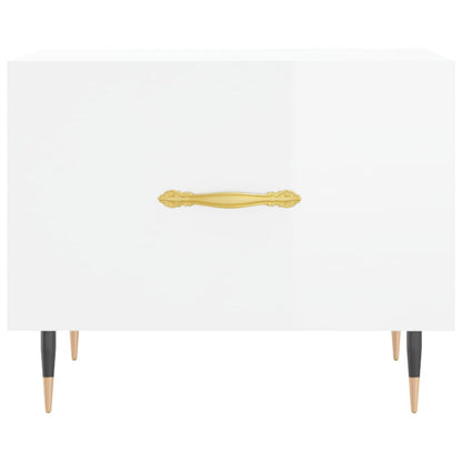 Sidebord Høyglans Hvit 2 stk 50x50x40 cm