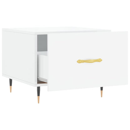 Sidebord Høyglans Hvit 2 stk 50x50x40 cm