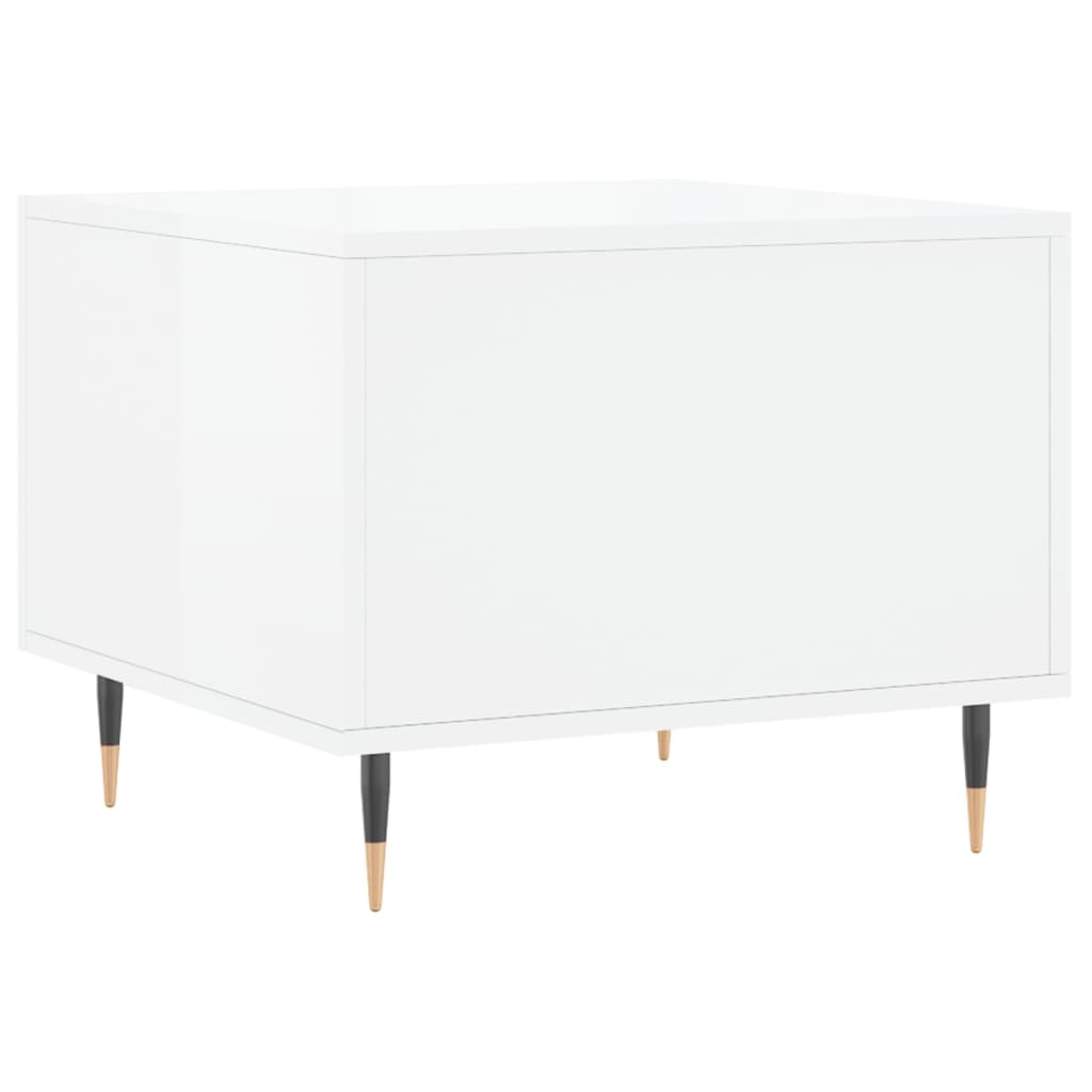 Sidebord Høyglans Hvit 2 stk 50x50x40 cm