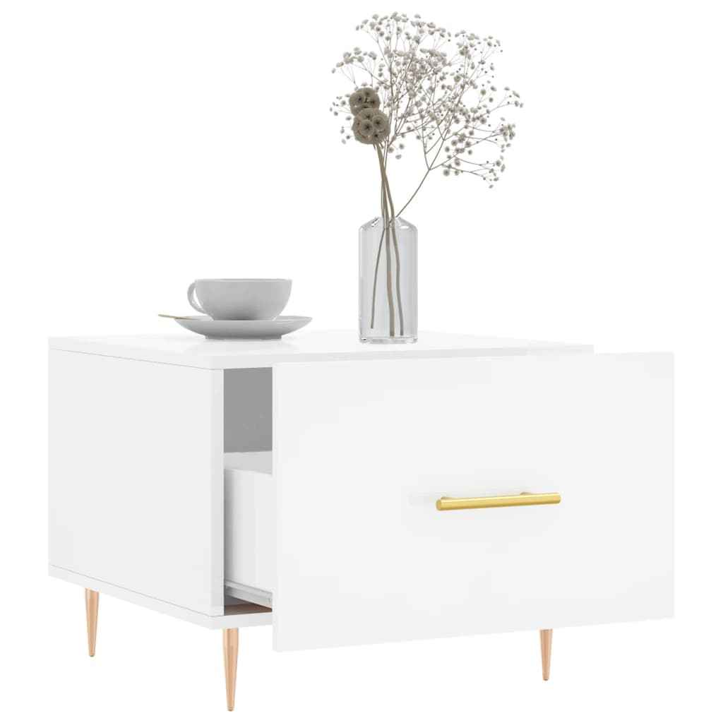 Sidebord Høyglans Hvit 2 stk Høyglans Hvit 50x50x40 cm