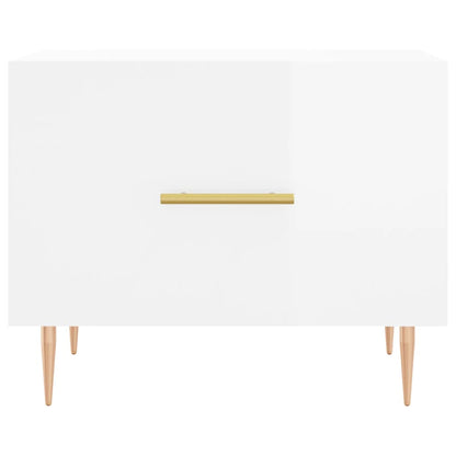 Sidebord Høyglans Hvit 2 stk Høyglans Hvit 50x50x40 cm