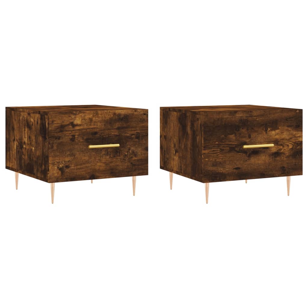 Salongbord Sofabord Røkt Eik 2 stk 50x50x40 cm