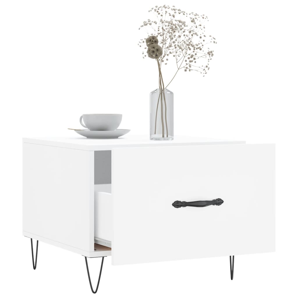Sidebord Hvit 2 stk 50x50x40 cm