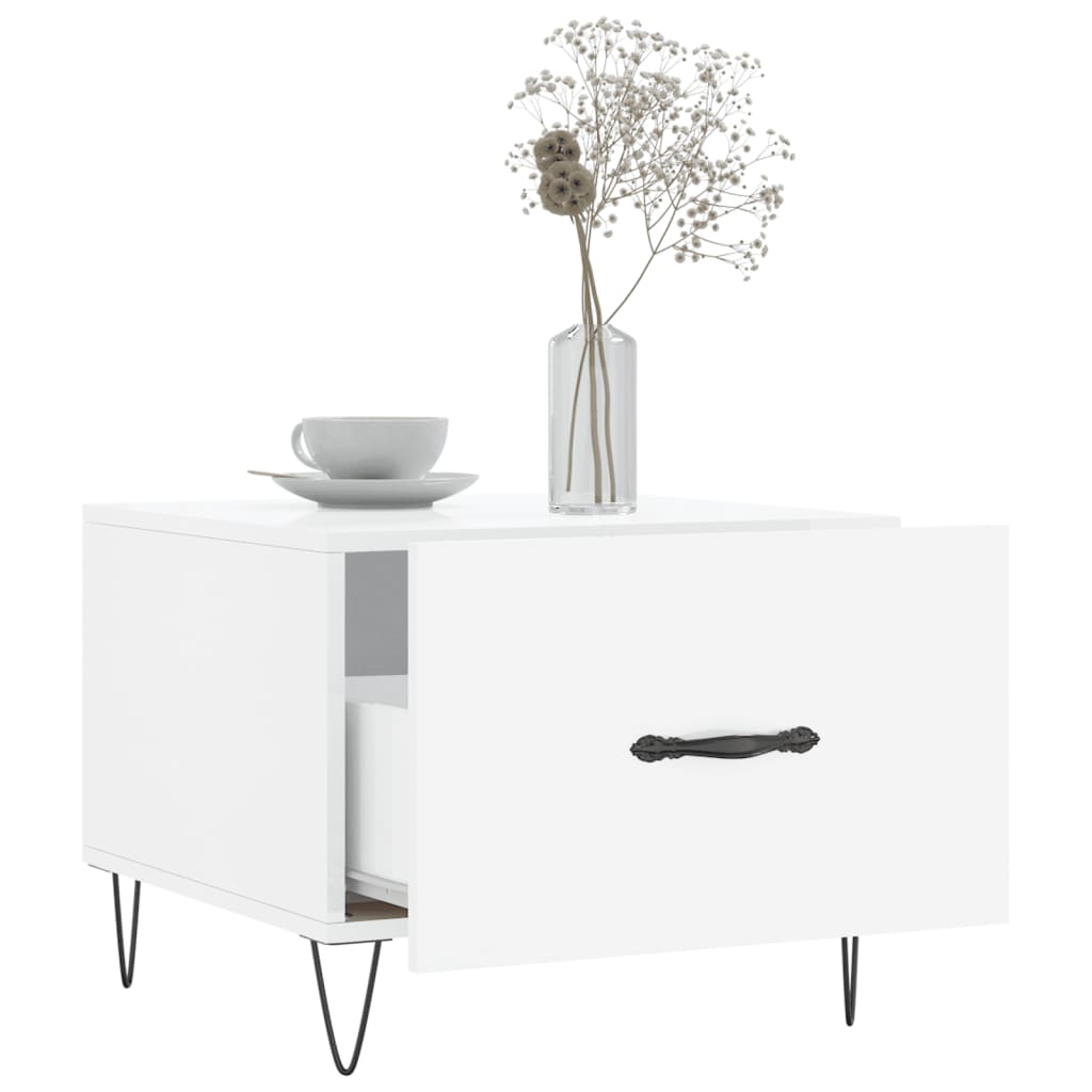 Sidebord Høyglans Hvit 2 stk Høyglans Hvit 50x50x40 cm