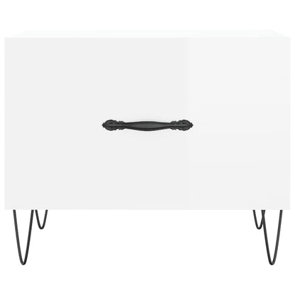 Sidebord Høyglans Hvit 2 stk Høyglans Hvit 50x50x40 cm