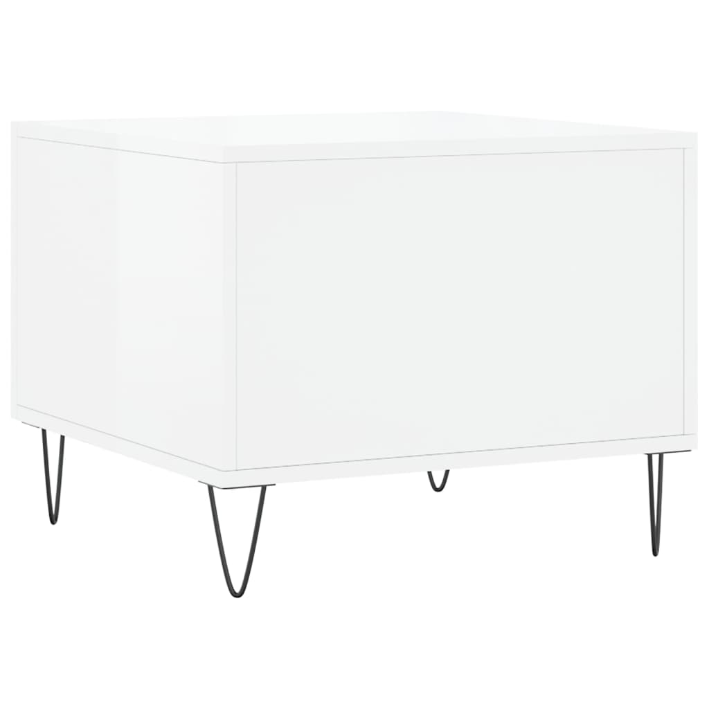 Sidebord Høyglans Hvit 2 stk Høyglans Hvit 50x50x40 cm