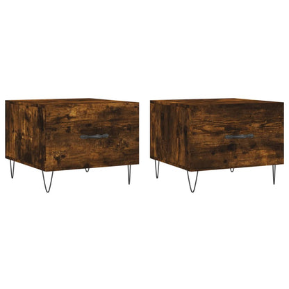 Salongbord Sofabord Røkt Eik 2 stk 50x50x40 cm