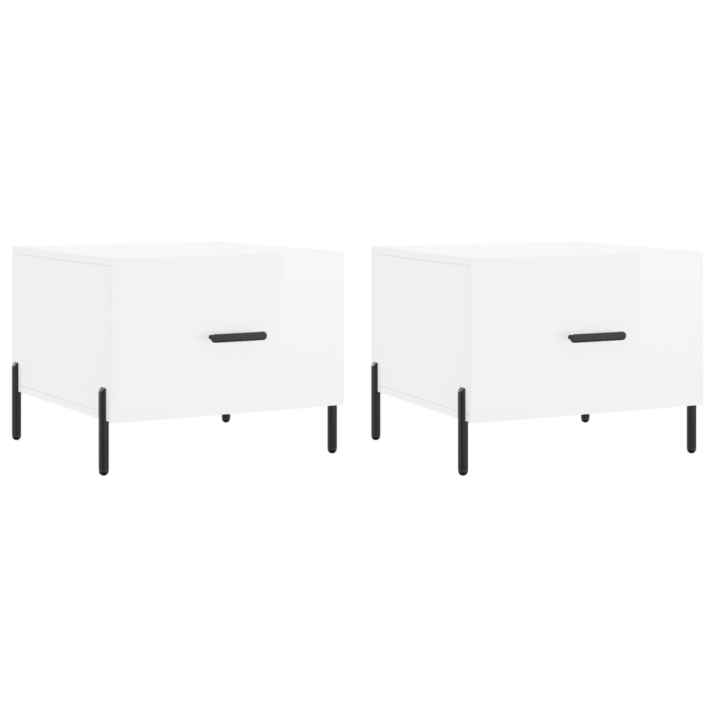 Sidebord Høyglans Hvit 2 stk Høyglans Hvit 50x50x40 cm
