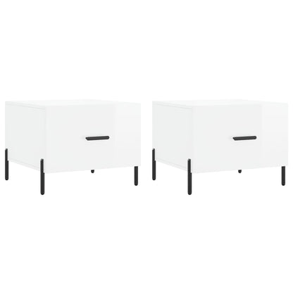 Sidebord Høyglans Hvit 2 stk Høyglans Hvit 50x50x40 cm