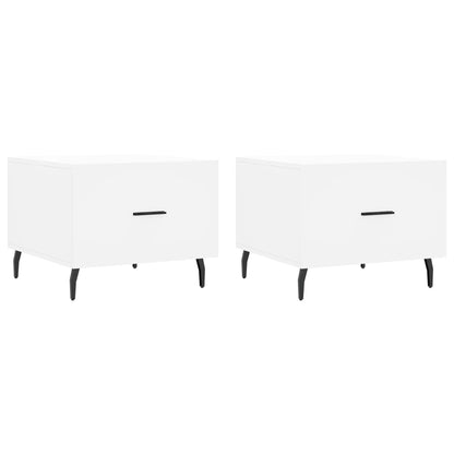 Sidebord Hvit 2 stk 50x50x40 cm