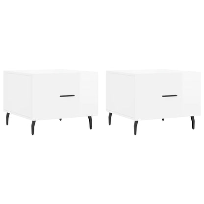 Sidebord Høyglans Hvit 2 stk Høyglans Hvit 50x50x40 cm
