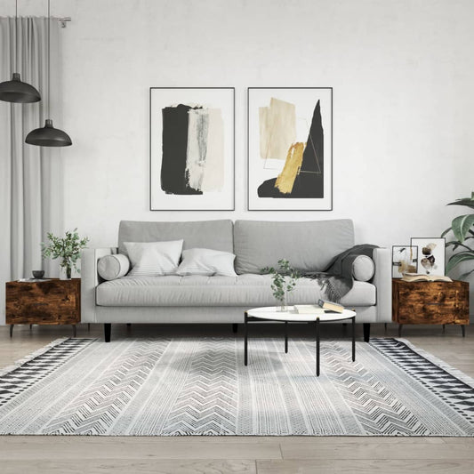 Salongbord Sofabord Røkt Eik 2 stk 50x50x40 cm