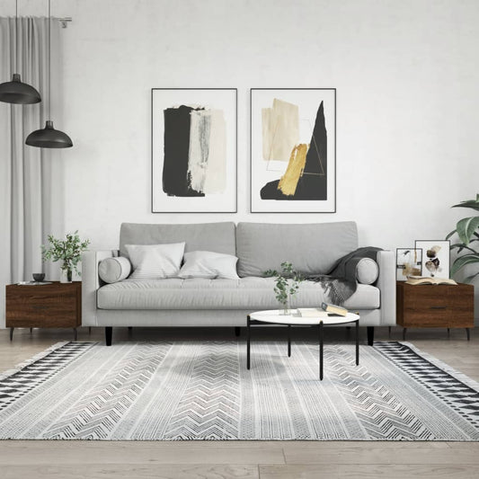 Salongbord Sofabord Brun Eik 2 stk 50x50x40 cm