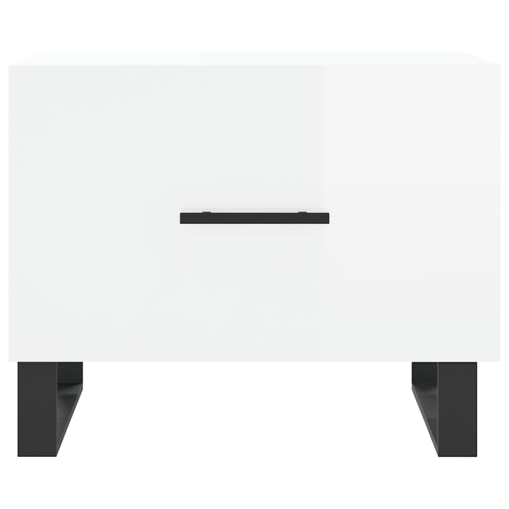 Sidebord Høyglans Hvit 2 stk Høyglans Hvit 50x50x40 cm