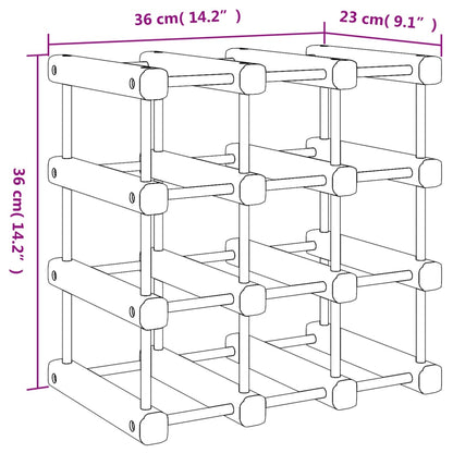 Vinstativ for 12 flasker 36x23x36 cm heltre furu