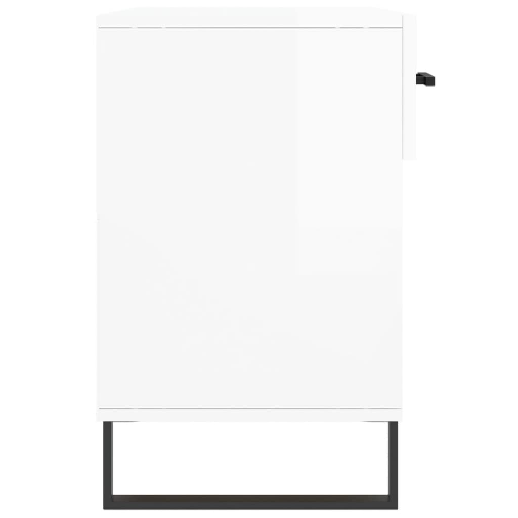 Skoskap Skohylle Skobenk Høyglans Hvit 102x35x55 cm