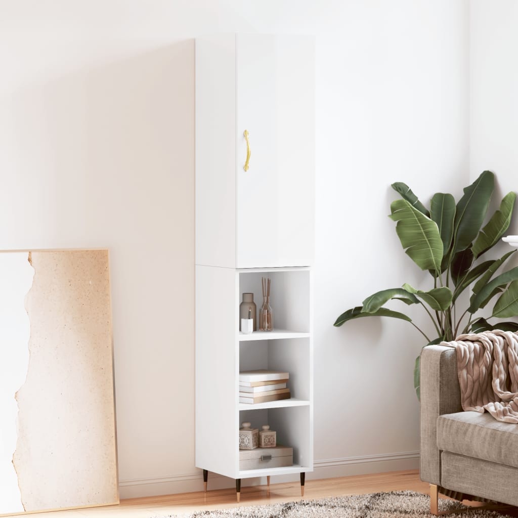 Skap Høyglans Hvit 34,5x34x180 cm