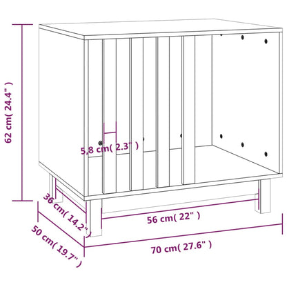 Hundehus hvit 70x50x62 cm heltre furu