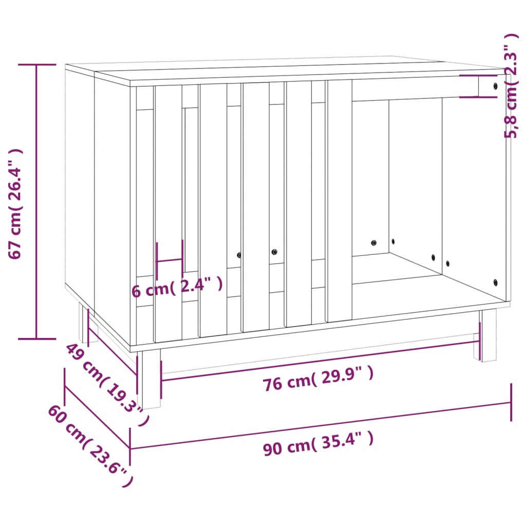 Hundehus 90x60x67 cm heltre furu