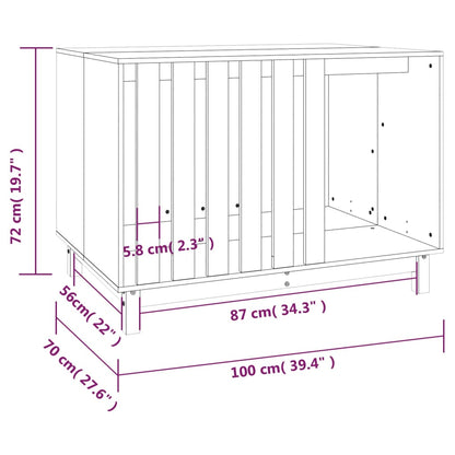 Hundehus hvit 100x70x72 cm heltre furu