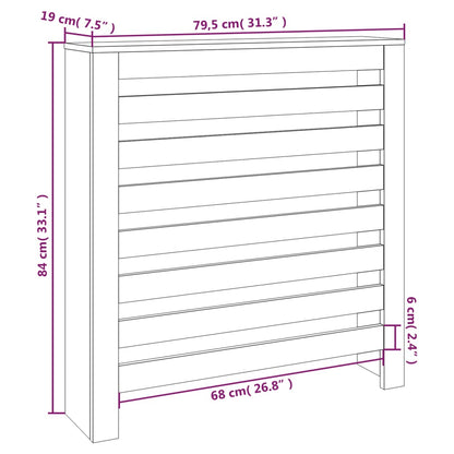 Radiatordeksel hvit 79,5x19x84 cm heltre furu