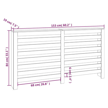 Radiatordeksel hvit 153x19x84 cm heltre furu