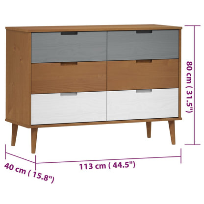 Kommode Brun MOLDE 113x40x80 cm heltre furu