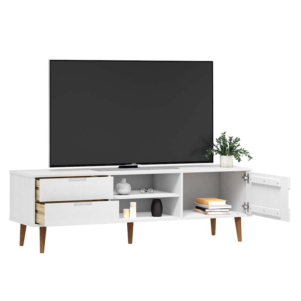 TV-Møbel Hvit TV-benk MOLDE 158x40x49 cm heltre furu