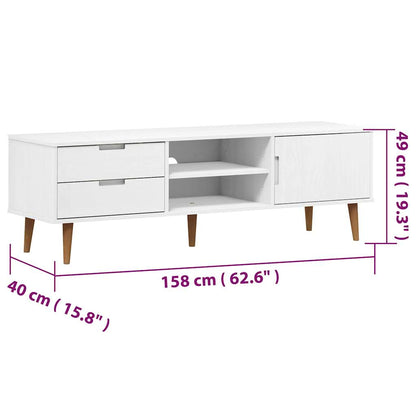 TV-Møbel Hvit TV-benk MOLDE 158x40x49 cm heltre furu