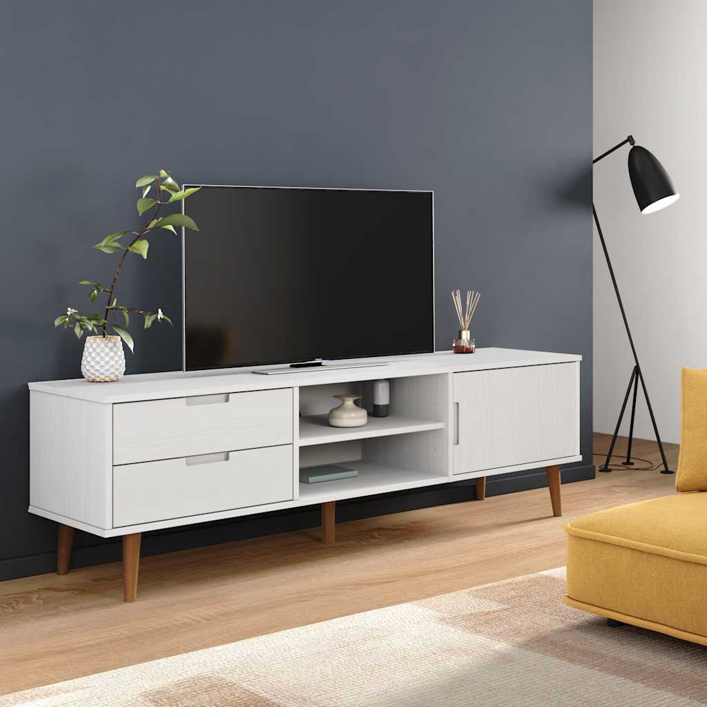 TV-Møbel Hvit TV-benk MOLDE 158x40x49 cm heltre furu