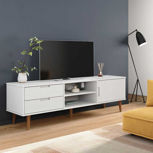 TV-Møbel Hvit TV-benk MOLDE 158x40x49 cm heltre furu