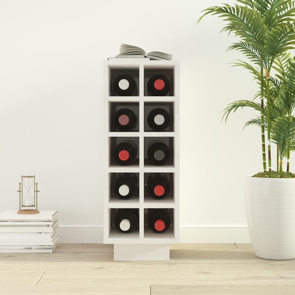 Vinstativ Vinhylle Hvit 23x34x61 cm heltre furu