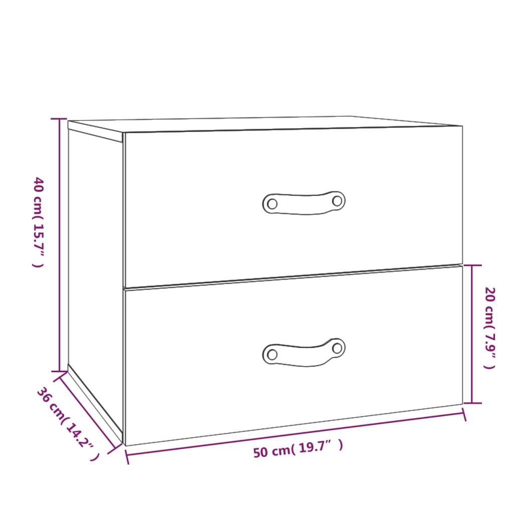 Nattbord Sengbord Veggmontert 50x36x40 cm