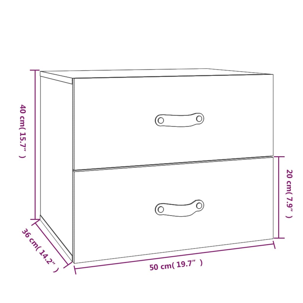 Nattbord Sengbord Veggmontert honningbrun 50x36x40 cm