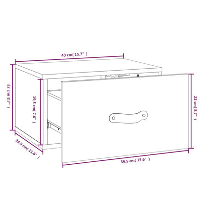 Nattbord Sengbord Veggmontert hvit 40x29,5x22 cm