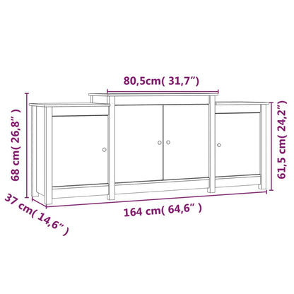 Skjenk 164x37x68 cm heltre furu