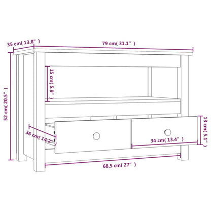 TV-benk grå 79x35x52 cm heltre furu