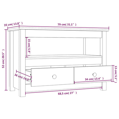 TV-benk svart 79x35x52 cm heltre furu