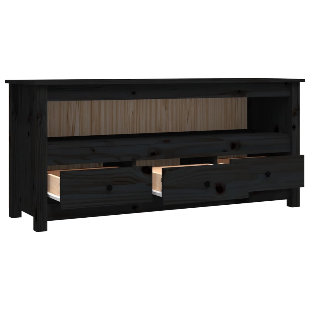 TV-benk svart 114x35x52 cm heltre furu