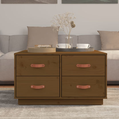 Salongbord Sofabord Tre heltre furu Honningbrun 80x80x45 cm