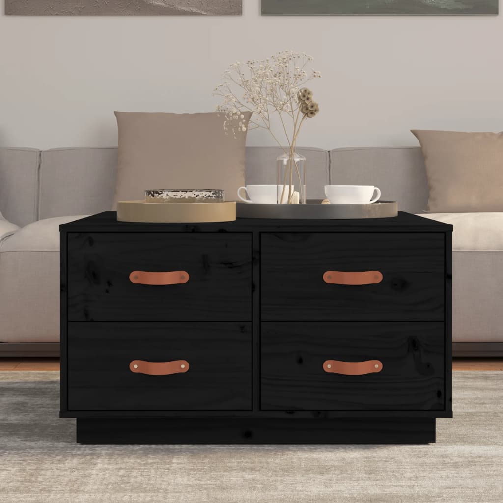 Salongbord Sofabord Svart 80x80x45 cm heltre furu