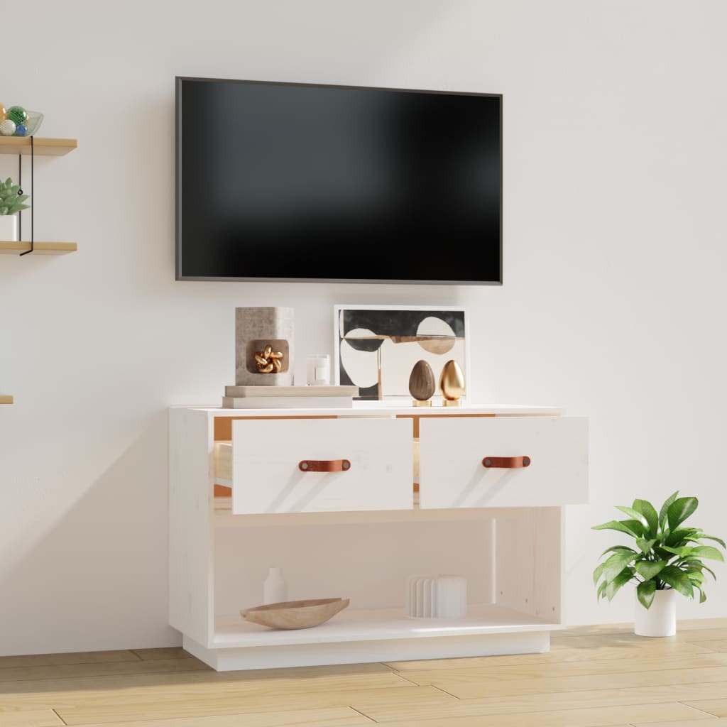 TV-benk hvit 90x40x60 cm heltre furu