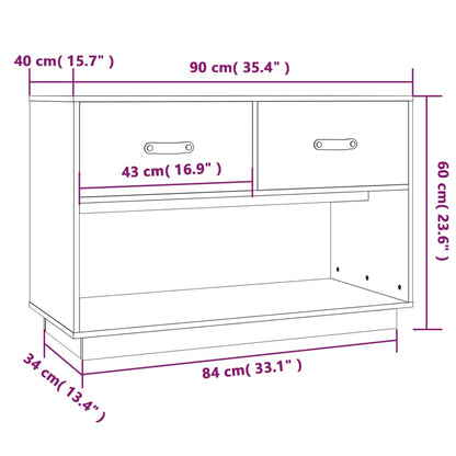 TV-benk hvit 90x40x60 cm heltre furu