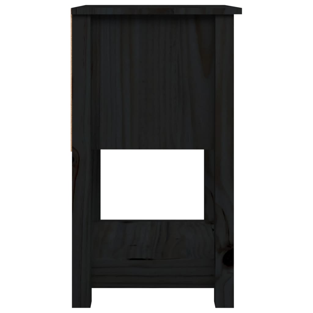 Nattbord Sengbord svart 40x35x61,5 cm heltre furu