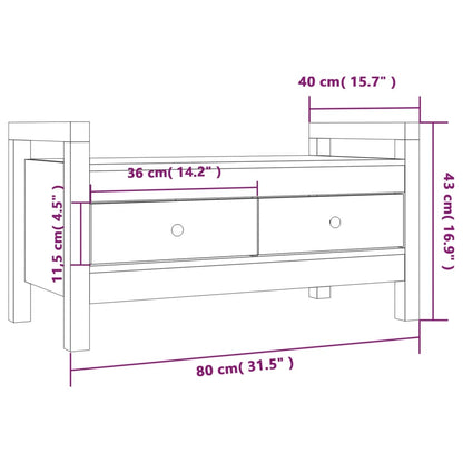 Hallbenk Gangbenk hvit 80x40x43 cm heltre furu