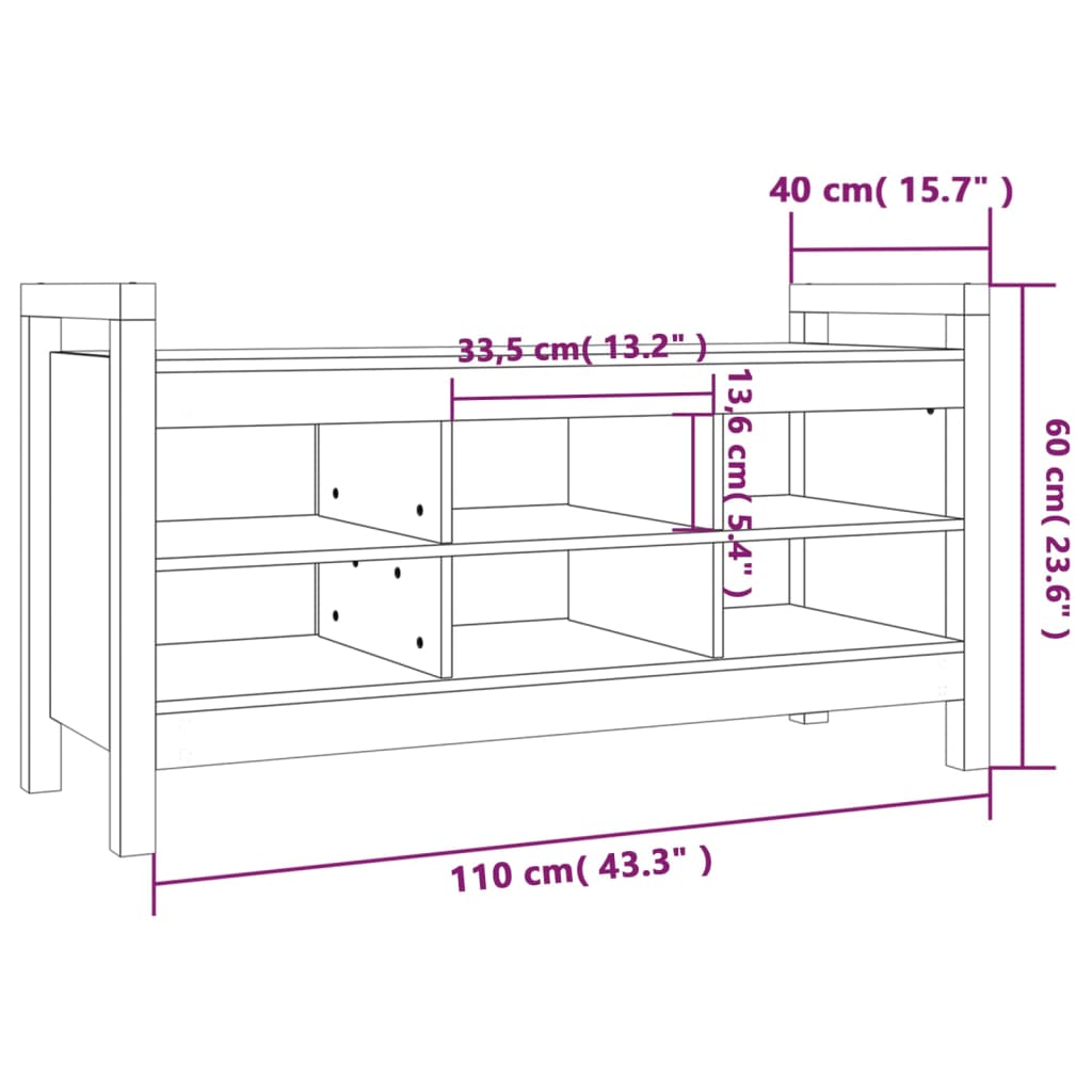 Hallbenk Gangbenk hvit 110x40x60 cm heltre furu