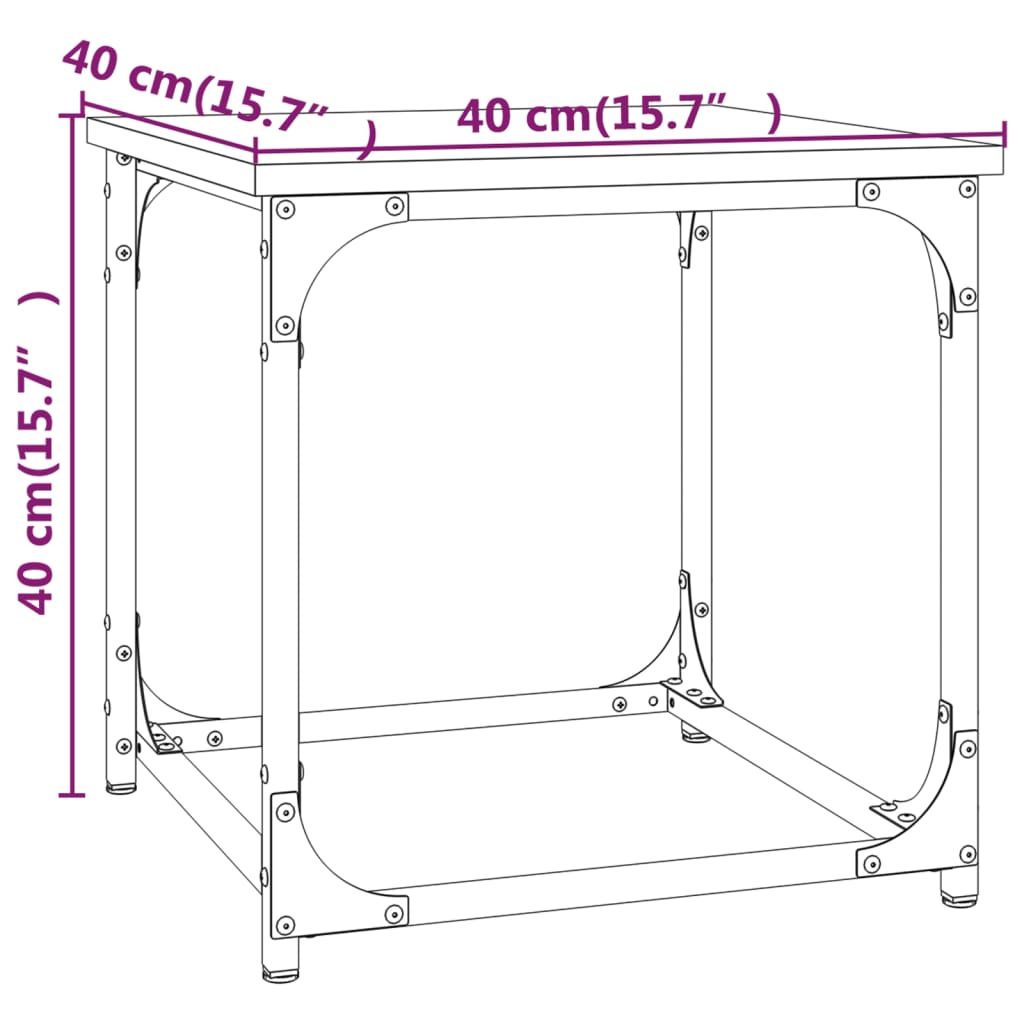 Sidebord svart 40x40x40 cm konstruert tre