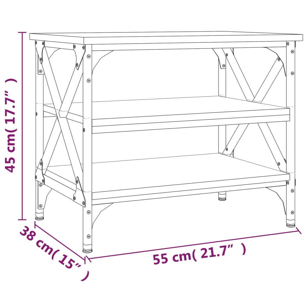 Sidebord røkt eik 55x38x45 cm konstruert tre