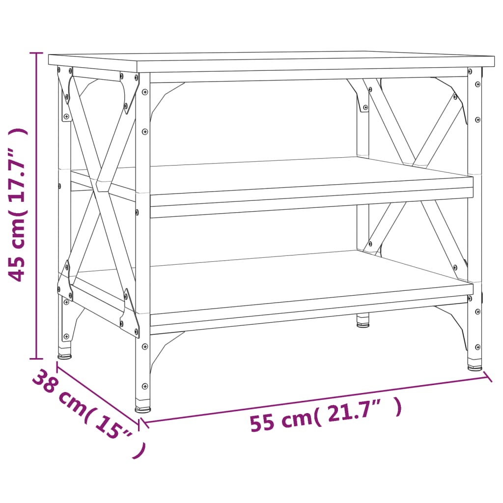 Sidebord brun eik 55x38x45 cm konstruert tre